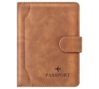 Herain Passport Holder & Case - Family Travel Combo With Passport & Vaccine Card Holder, D-magnetic clasp-light brown, Magnetic Clasp