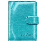 Herain Passport Holder & Case - Family Travel Combo With Passport & Vaccine Card Holder, D-magnetic clasp-turquoise, Magnetic Clasp