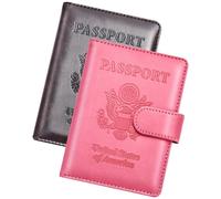 Herain Passport Holder, Passport Cover, Passport Wallet, for Family Women Men, Passport Case, Passport Book Protector, Passport and Vaccine Card Holder Combo, Travel Essentials, B-Coffee + Rose Red
