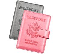 Herain Passport Holder, Passport Cover, Passport Wallet, for Family Women Men, Passport Case, Passport Book Protector, Passport and Vaccine Card Holder Combo, Travel Essentials, B-Dark Gray + Bright