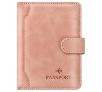 Herain Pink RFID Blocking Passport Wallet, Family Travel Essentials, Unisex Adult, Faux Leather, 3 Pockets, Magnetic Clasp