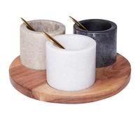 Beliani 3 Bowl Serving Tray With Teaspoon Heraklion Stone Multicolour
