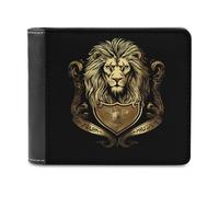 Heraldic Lion Bi-fold Men's Wallets with 6 Card Slots Slim Travel Purse Leather Money Clip