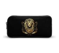Heraldic Lion Large Capacity Pencil Cases with Zippered Portable Pen Pouch Makeup Bag Office Supplies