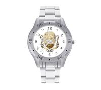 Heraldic Lion Men's Wrist Watches Stainless Steel Strap Business Quartz Watch for Daily Wear