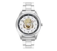 Heraldic Lion Men's Wrist Watches Stainless Steel Strap Minimalist Business Quartz Watch for Daily Wear