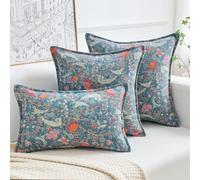 HERAYLI Premium Series, Cotton-Linen Floral Accent Cushion Covers, Luxury Home Decorative Pillowcase, Sophisticated Elegant Thick Throw Pillow for Home Décor, Mint Green, 18x18 Inch / 45 x 45 cm