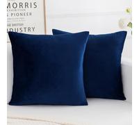 HERAYLI Velvet Decorative Throw Pillow Covers, Soft Square Cushion Case Home Decor for Living Room Couch Bed Sofa, Set of 2 Pack, Dark Blue, 16x16 Inch