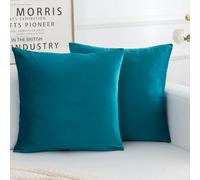 HERAYLI Velvet Decorative Throw Pillow Covers, Soft Square Cushion Case Home Decor for Living Room Couch Bed Sofa, Set of 2 Pack, (Teal, 18x18 Inch)