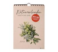 Herb Calendar DIN A4 with QR Code Recipes, Sustainable on Grass Paper, 12 Herbs Wall Calendar