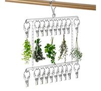 Herb Drying Hanger - Double Layer with 20 Hooks | 2-Tier Kitchen Herb Drying Rack | for Home Kitchen Balcony Outdoor Greenhouse Garlic Vegetable Plant