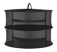 Herb Drying Net Hanging Drying Mesh Rack Foldable with Zipper for Foods Herbs Fruits Tea Plants 2 Layers Black