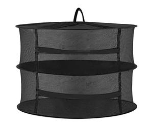 Herb Drying Net Hanging Drying Mesh Rack Foldable with Zipper for Foods Herbs Fruits Tea Plants 2 Layers Black
