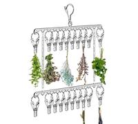 Herb Drying Rack, 20 Hooks Stainless Steel Drying Rack Hanging Space Saving For Flower, Plant, Garlic And Clothes