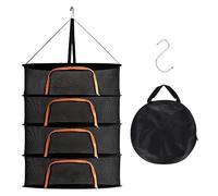 Herb Drying Rack Net, Herb Drying Rack Hanging, Collapsible Mesh Hydroponic Dry Net Herb Dryer, with S Hang Buckle and Storage Bag, for Drying Seeds, Herb, Vegs, Fruits, Bud ((D24xH39 inch),4 Layer)