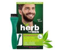 Herb For Men, PPD & Ammonia Free Mustache & Beard Dye, Vegan Natural Ingredients, Odorless, No More Skin Irritations from Coloring for Sensitive Skin - Deep Brown.