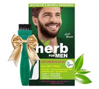 Herb For Men, PPD & Ammonia Free Mustache & Beard Dye, Vegan Natural Ingredients, Odorless, No More Skin Irritations from Coloring for Sensitive Skin - Deep Brown.