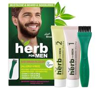 Herb For Men, PPD & Ammonia Free Mustache & Beard Dye, Vegan Natural Ingredients, Odorless, No More Skin Irritations from Coloring for Sensitive Skin - Deep Brown.