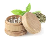 Herb Grinder 2.3Inch Spice Grinder with Durable Stainless Steel Blade,3 Layers Wodden grinder for Grinding Herbs
