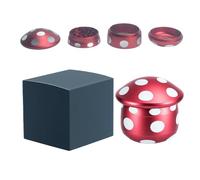 Herb Grinder, 2.5”Mushroom Shaped Metal Grinder, 4 Layers Tobacco Grinder with Magnetic Top & Pollen Screen, 25 Grinding Teeth Metal Herbal Grinders with Pollen Scraper for Spice Mill (Red)