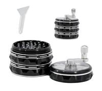 Herb Grinder, 2.5" Spices Grinder, Aluminium Grinders Mills with Shov-el, Easy Clean Practical Coffee Muller, Hand Crank Mill Grind-er with Transparent Magnetic Top Cover(Color:Black)