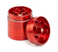 Herb Grinder, 4 Parts, 30mm, Crusher, Zinc Alloy Metal (Red)