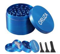 Herb Grinder, Aluminium Spice Grinder with Pollen Catcher and Magnetic Top, Portable Grinder for Dry Herb and Spice Blue (50 mm)