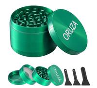 Herb Grinder, Aluminium Spice Grinder with Pollen Catcher and Magnetic Top, Portable Grinder for Dry Herb and Spice Green (55 mm)