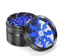 Herb Grinder Clear Cover, Portable Grinder Herb with Sifter and Magnetic Grinder for Most Herbs with Pollen Scraper 63mm 4 Layers (Blue)