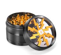 Herb Grinder Clear Cover, Portable Grinders Herb with Sifter and Magnetic Top Best Grinder for Most Herbs with Pollen Scraper 63mm 4 Layers (Gold)