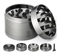 Herb Grinder for Dry Herb, Samton Metal Herbal Grinder with Pollen Scraper, Upgraded 4 Layers Portable Alloy Grinders with Magnetic Lid and Sifter, 5.5x4.1cm Not Fit Small Spice S-eed