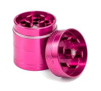 Herb Grinder, Spice Crusher, 4 Parts 30mm, Mini Crusher, Sharp Diamond Teeth, Grinder for Dry Herb Portable Zinc Alloy Metal Grinders, Magnetic Lid (Pink)
