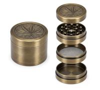 Herb Grinder, Spice Crusher, 4 Parts 30mm, Sharp Diamond Teeth, Grinder for Dry Herb Portable Zinc Alloy Metal Grinders, Magnetic Lid, Mini Crusher (Bronze)