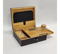 Herb Guard Premium Bamboo Lock Box - Secure Storage with Built-In Lock, Glass Jars & Accessories