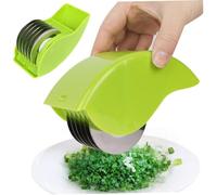 Herb Mincer, Manual Cilantro Cutter with 6 Stainless Steel Blades, Washable Vegetable Chopper for Easy Preparation of Scallions, Chives, and Mint