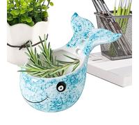 Herb Peeling Bowl-Resin 8x13.5x9cm, Blue Whale Pottery Herb Stripping Bowls, Comfortable Handle Garlic Grater Bowl | Vegetable Fruit Herb Peeler For Kitchen