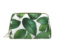 Herb Plant Leaf Leather Hand-Held Zipper Makeup Bag Cute Make Up Case Large Wide-Open Pouch Pen Case