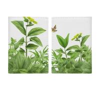 Herb Plant Leaves Passport Holder with Card And Ticket Slot, PU Leather Passport Case Easy Access, Travel Essentials Document Organizer Waterproof Travel Wallet for Men Women