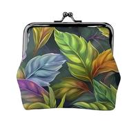Herb Plant Leaves Print Exquisite Versatile Kiss Lock Coin Purse Cute Small Zipper Wallet for Coins Cards