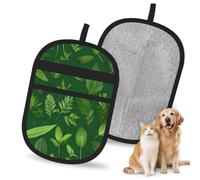 Herb Plant Leaves Print Pet Hair Remover Gloves Grooming Shedding Home Cleaning Deshedding Tool