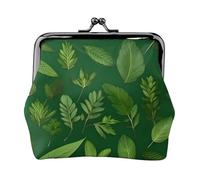 Herb Plant Leaves Print Stylish Unique Coin Purse Cute Mini Wallet with Kiss Lock Waterproof for Coins
