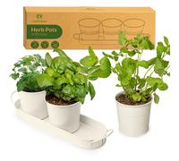 Herb Planter Indoor | Grow Fresh Herbs at Home | Herb Pots for Kitchen & Windowsill | Kitchen Herb Garden | Indoor Herb Planter | Includes Drain Hole
