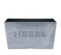 Herb Planter Window Boxes 11" Rustic Stone Look with Drainage Holes Indoor Outdoor Kitchen Garden Plant Pots Embossed HERBS Trough Plastic Vintage Style Grey Containers 5.2L Each - Pack of 2 (2)
