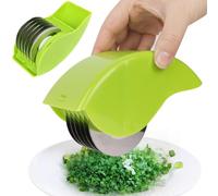 Herb Roller Mincer,Manual Hand Scallion Chive Mint Cutter with 6 Blade,Stainless Steel PP Herb Cutter Sharp Detachable Washable Herb Choppers for Cilantro Scallion Parsley - Green