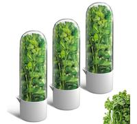Herb Saver for Refrigerator, 3 Pack Herb Keeper for Refrigerator, Cilantro Container, Vegetable Preservation Storage Container for Cilantro, Mint, Parsley, Asparagus, Keeps Greens Fresh for 2-3 Weeks