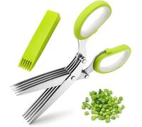 Herb Scissors 5 Blades Stainless Steel Multipurpose Kitchen Scissor Herb Cutter, Multi Blades Herbal Chopper Scissors Great Kitchen Gadgets with Cleaning Comb and Protective Cover
