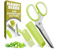 Herb Scissors with 5 Blades and Cover, Cleaning Brush, Even Cuts
