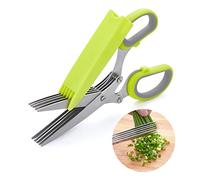 Herb Scissors with 5 Multi Stainless Steel Blades, Kitchen Gadgets with Safety Cover, Sharp Kitchen Shear/Chopping/Cutter/Mincer, Dishwasher Safe, Culinary