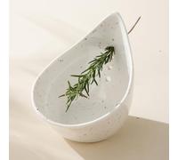 Herb Stripper Bowl, Ceramic Herb Peeling Bowl, Kitchen Herbs Leaf Stripping Tool, Pottery Herb Peeler for Kale, Thyme, Basil, Rosemary Stripper (White)