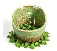 Herb Stripper Bowl, Ceramic Herb Stripper Tool with Multiple Hole Sizes, Handmade Pottery Leaf Stripping Bowl for Kale, Basil, Rosemary, Thyme, Kitchen Gadget for Herbs Peeling & Root Removal